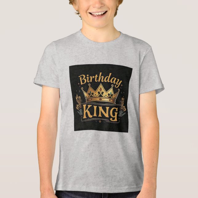 Födelsedag Kung Golden Krona Boy's T Shirt (Framsida)