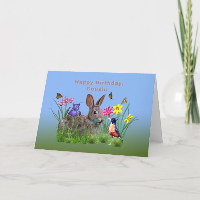 Födelsedag, kusin, bunny, Robin Kort (Framsida)