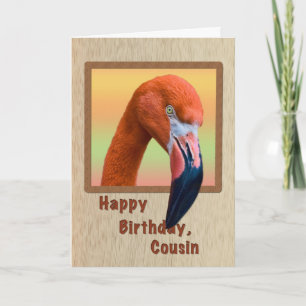 Födelsedag, kusin, Flamingo Bird Kort