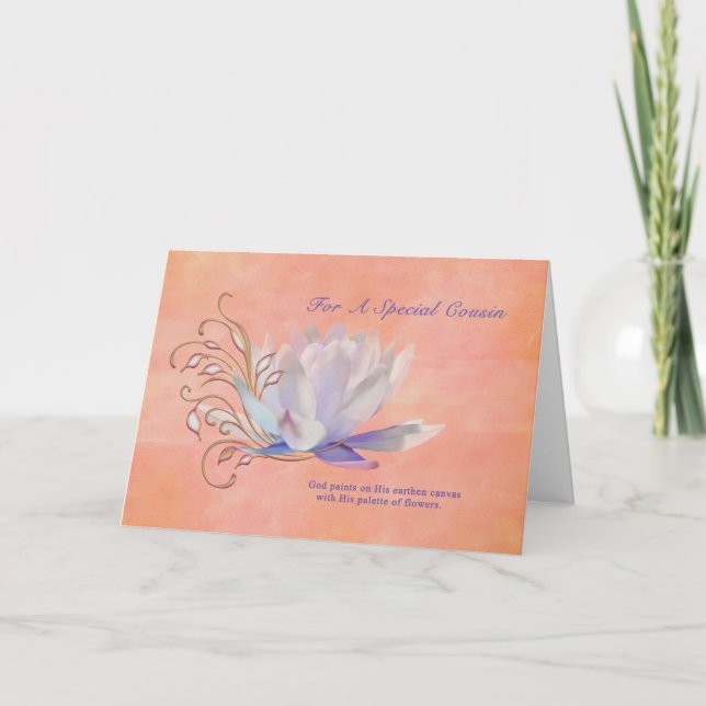 Födelsedag, kusin, Vatten Lily, Religiösa Kort (Framsida)