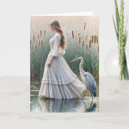 Födelsedag Kvinnor med blå Heron Kort