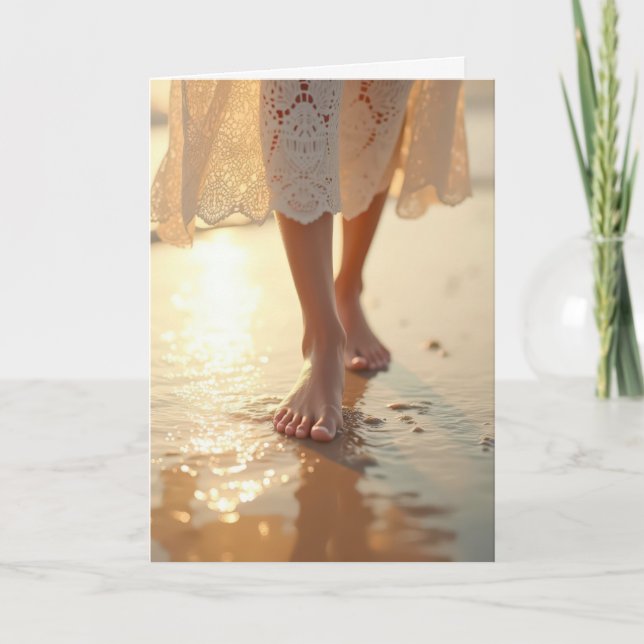Födelsedag Kvinnor som går runt i stranden Kort (Framsida)