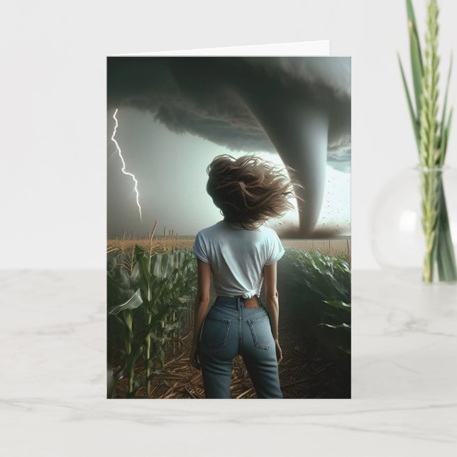 Födelsedag Kvinnor som tittar på ett Tornado Kort (Framsida)