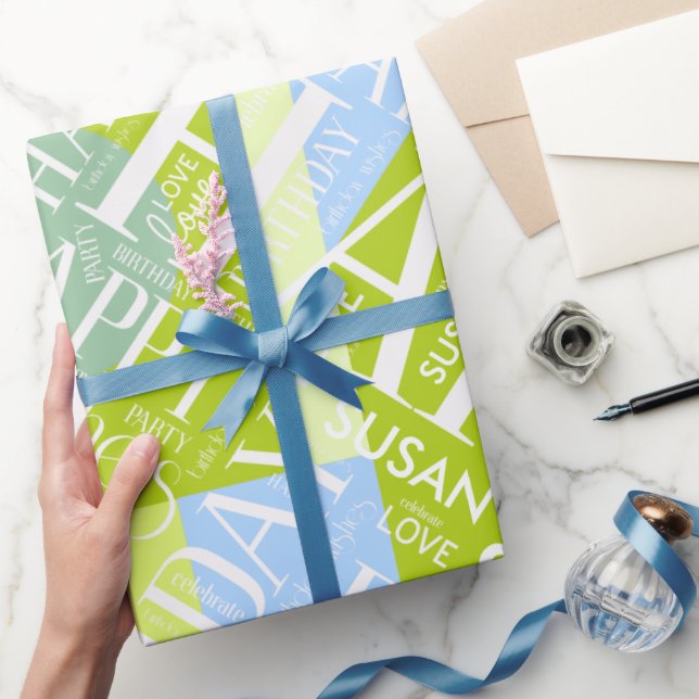 Födelsedag Lägg till medellängd Namn Grönt-ID274 Presentpapper (Gåvor)