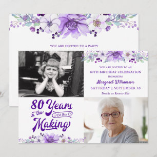 Födelsedag Lila Blommig YEARS IN THE MAKING Inbjudningar