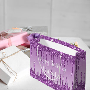Födelsedag lila glitter droppar namn