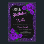 Födelsedag Lila Glitter Lila Ro Inbjudningar<br><div class="desc">Elegant lila glitter och lila ro födelsedagsfest inbjudan för kvinnor oavsett ålder. Åldern kan ändras för vilken ålder som helst. Text kan ändras till vad som helst för att passa din händelse. Typsnitt, typsnitt färg och text är helt anpassade! Papper form och typ kan anpassas efter din budget och smak!...</div>
