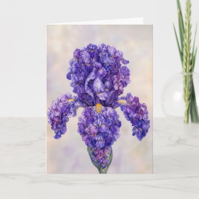 Födelsedag Lila Iris  Kort (Framsida)