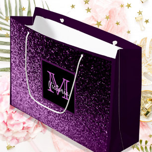 Födelsedag lila rosa glitter glam monogrammet