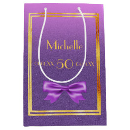 Födelsedag lila rosa glitter monogram