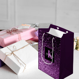 Födelsedag lila rosa glitter monogram