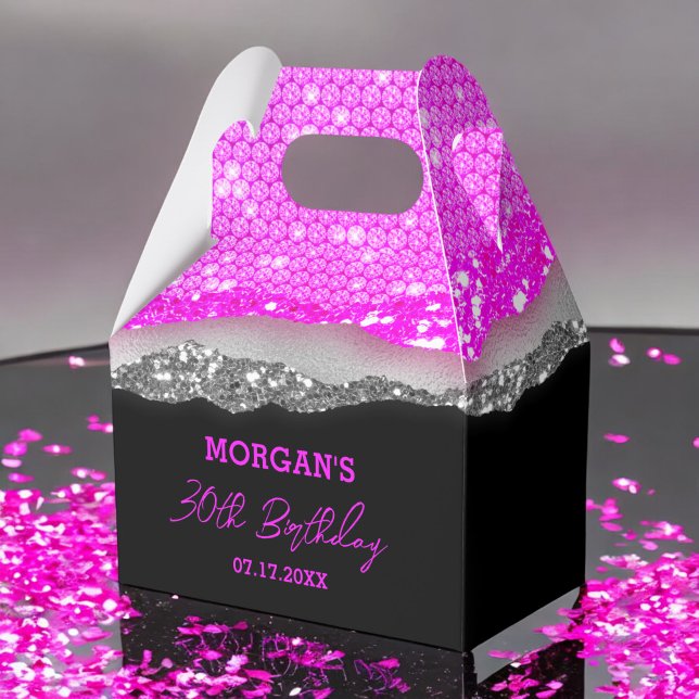Födelsedag Lila Silver Glitter Namn Tack Presentaskar (Skapare uppladdad)