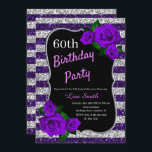 Födelsedag Lila Silver Rand Glitter Lila Ro Inbjudningar<br><div class="desc">Elegant lila och silver rand glitter och lila ro födelsedagsfest inbjudan för kvinnor i alla åldrar. Åldern kan ändras för vilken ålder som helst. Text kan ändras till vad som helst för att passa din händelse. Typsnitt, typsnitt färg och text är helt anpassade! Papper form och typ kan anpassas efter...</div>