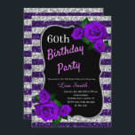 Födelsedag Lila Silver Rand Glitter Lila Ro Inbjudningar<br><div class="desc">Elegant lila och silver rand glitter och lila ro födelsedagsfest inbjudan för kvinnor i alla åldrar. Åldern kan ändras för vilken ålder som helst. Text kan ändras till vad som helst för att passa din händelse. Typsnitt, typsnitt färg och text är helt anpassade! Papper form och typ kan anpassas efter...</div>