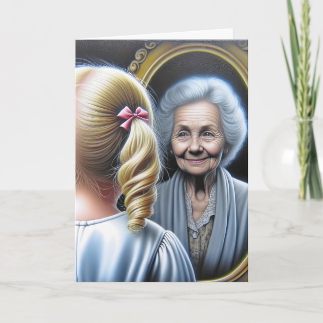 Födelsedag liten flicka och gammal dam kort (Framsida)