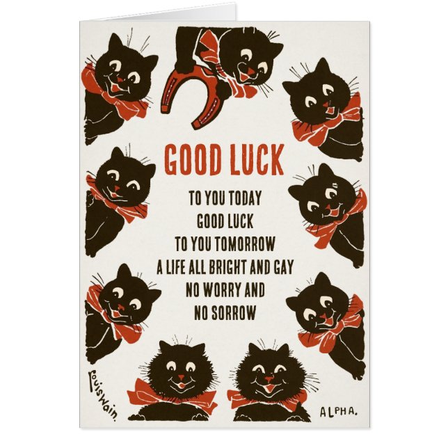 Födelsedag Louis Wain Lycka till-katter CC0166-kor Hälsningskort (Framsidan)