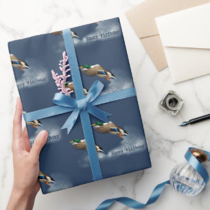 Födelsedag Mallard Anka som flyger över Vatten Presentpapper