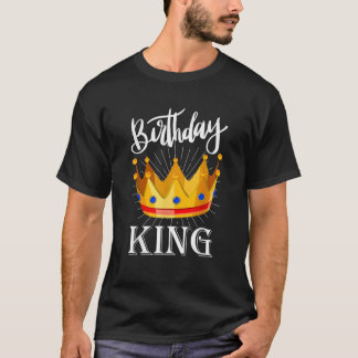 Födelsedag Män Pojke Birthday King  Mäns Svart  T Shirt