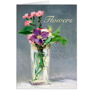Födelsedag Manet Carnations och Clematis CC1239-ko Hälsningskort