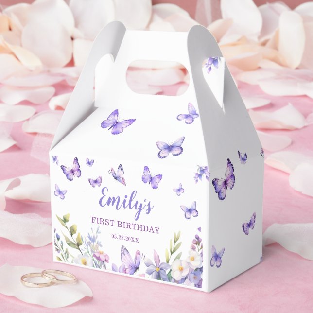Födelsedag med blommig fjäril presentaskar (Bröllop)