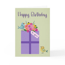 Födelsedag med fåglar och blommor