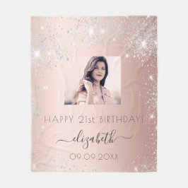 Födelsedag med foto av stoft från ro silver glitte fleecefilt