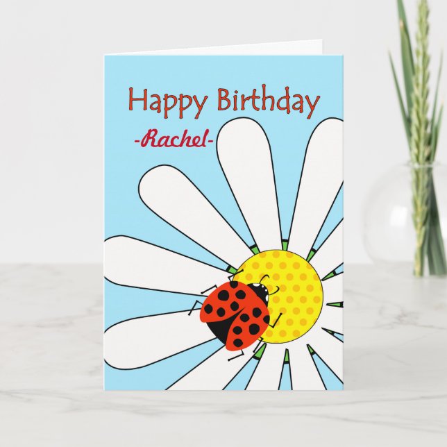 Födelsedag med Ladybug och Daisy Anpassningsbar Fr Kort (Framsida)