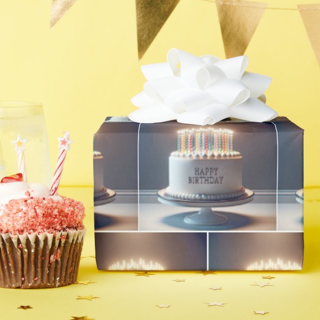 Födelsedag med många ljus presentpapper (Födelsedagsfest)