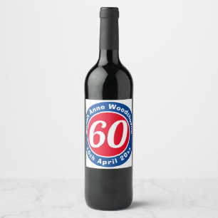 Födelsedag med Namn, ålder och datum Vin Vinflaska Etikett