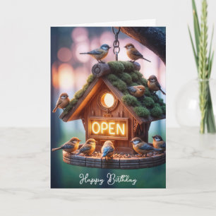 Födelsedag med Neon Open Sign Kort