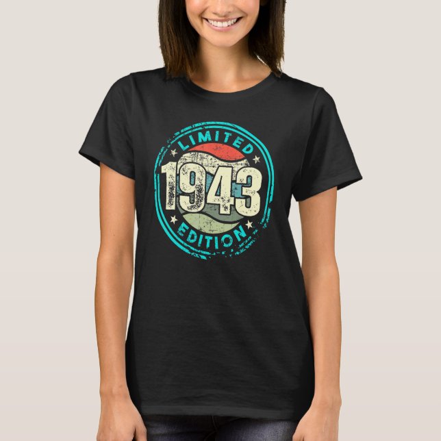 Födelsedag med och född 1943 Vintage T Shirt (Framsida)