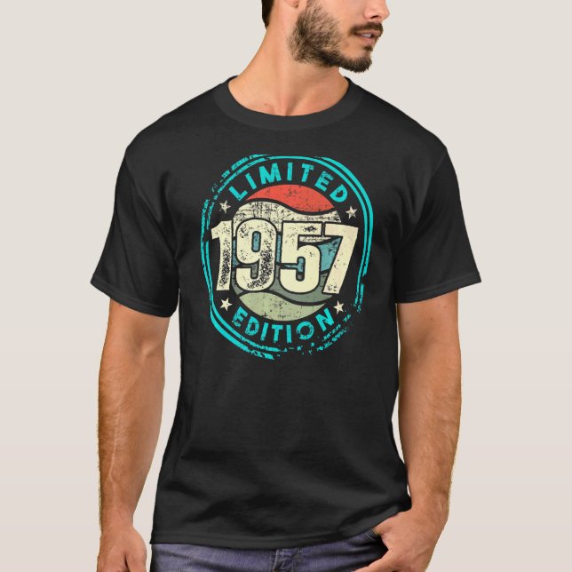 Födelsedag med och född 1957 vintage t shirt (Framsida)