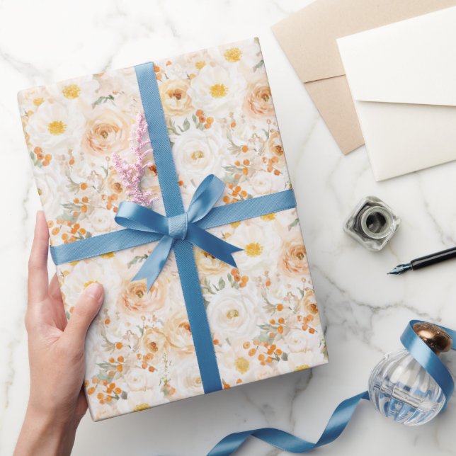 Födelsedag med persika apelsinblommor presentpapper (Gifting)