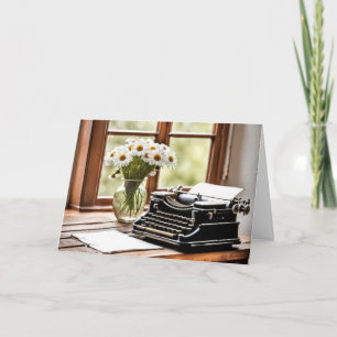 Födelsedag med retro-skrivmaskin med Daisy Kort