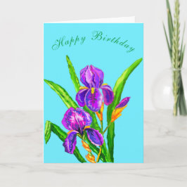 Födelsedag med skärande blommor - din text kort