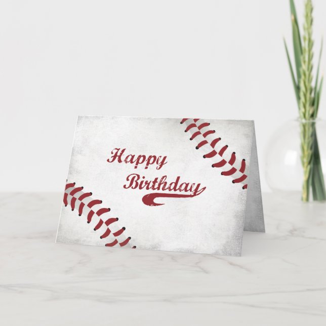 Födelsedag med stor idrott i Grunge Baseball Kort (Framsida)