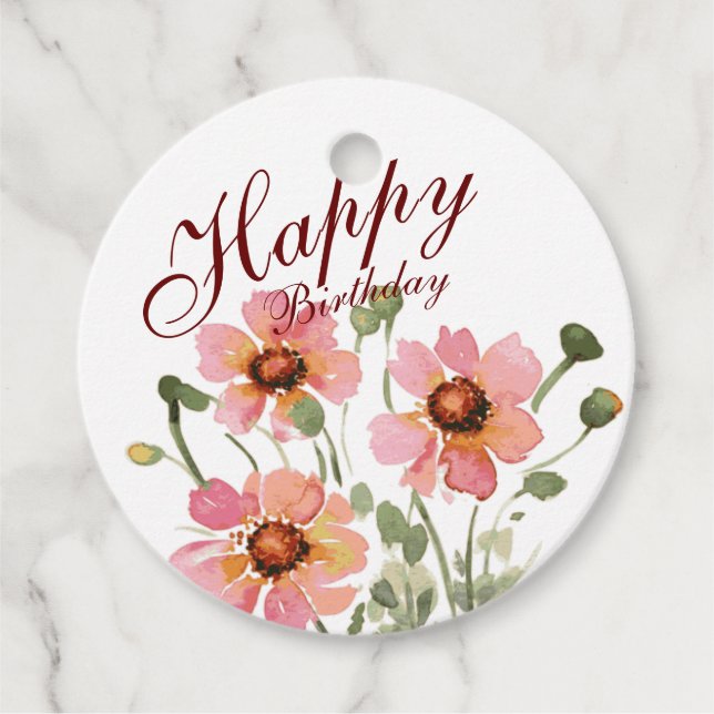 Födelsedag med vild blomma gåvor etiketter (Framsida)