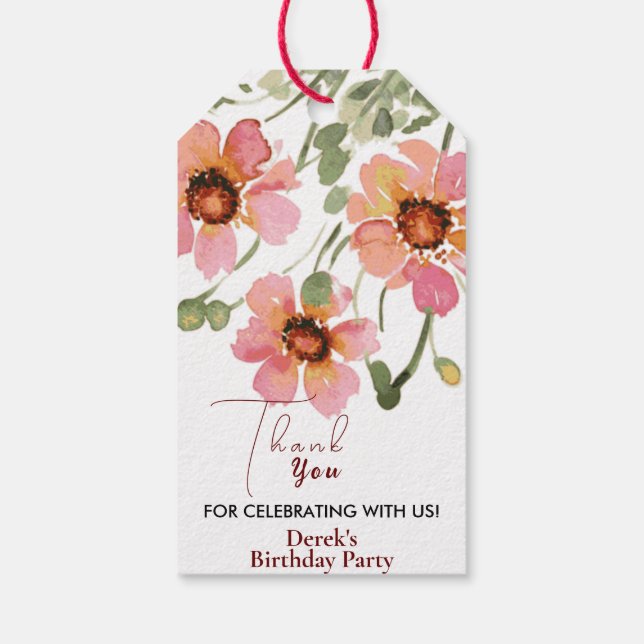 Födelsedag med vild blomster presentetikett (Baksidan)