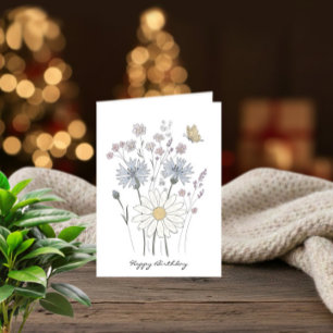 Födelsedag med vilda blommor kort