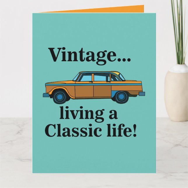 Födelsedag med Vintage Klassisk Bil Kort (Framsida)