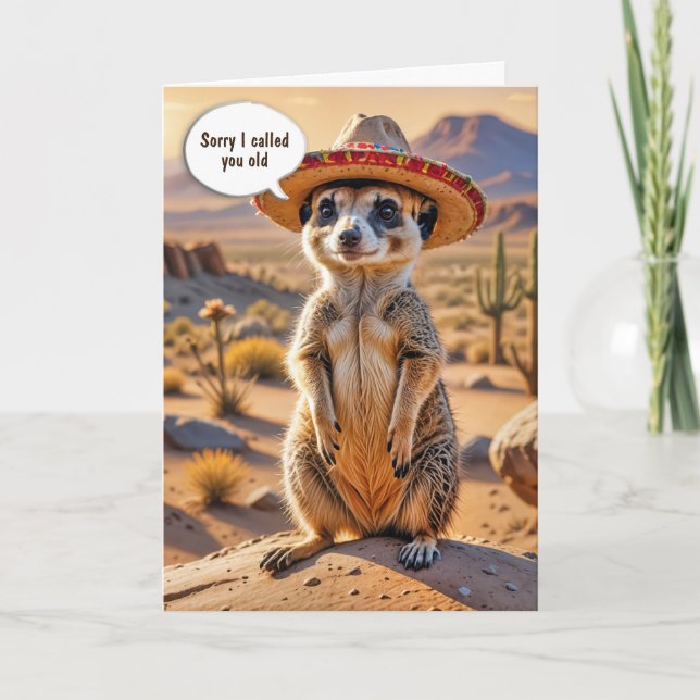 Födelsedag Meerkat Wearing a Sombrero Kort (Framsida)
