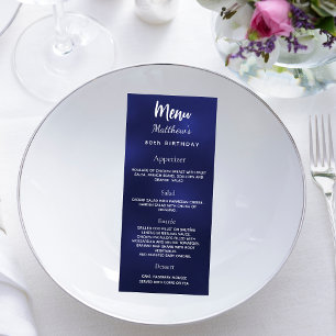 Födelsedag Menu marin blå vit Reklamkort