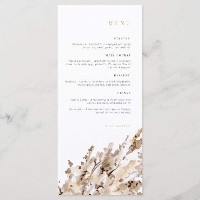 Födelsedag Menu | Menyn Firande | Pampas Meny (Framsida)