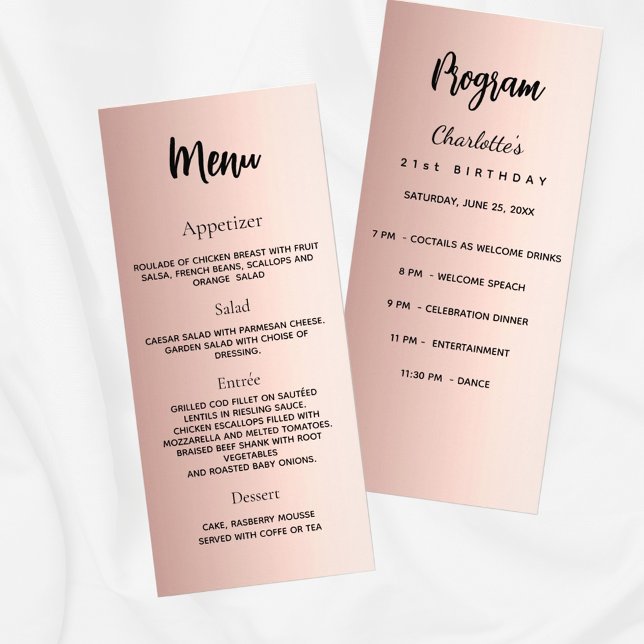 Födelsedag Menu ro guld elegant Reklamkort (Skapare uppladdad)