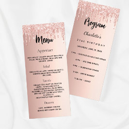 Födelsedag Menu ro guld glitter droppar Reklamkort