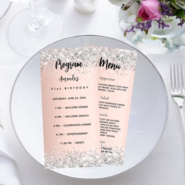 Födelsedag Menu ro guld silver Reklamkort (Skapare uppladdad)