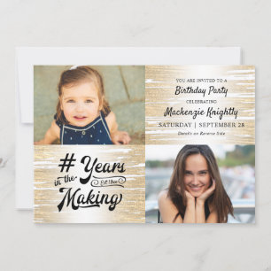 Födelsedag Metalliska Guld-ÅREN I SKAPAR 2 foto Inbjudningar