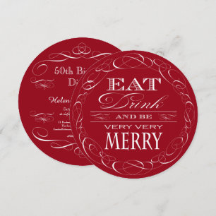 Födelsedag Minndag Party Ät Drick och var Merry Inbjudningar