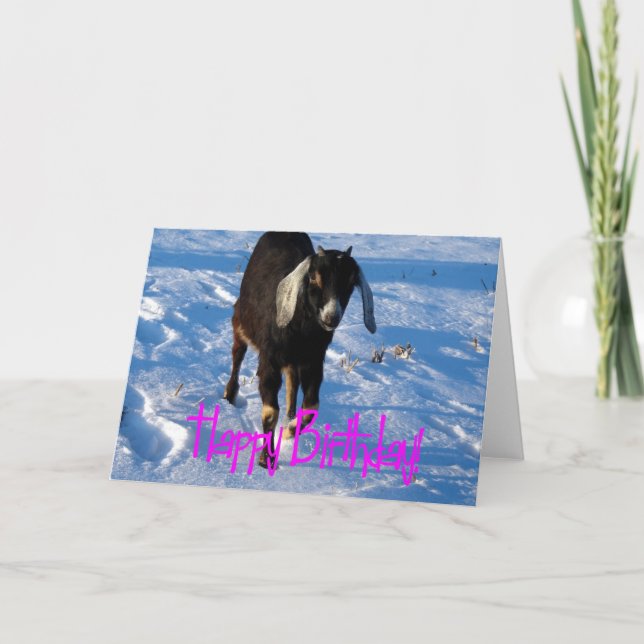 Födelsedag Minnie Goat i Snö Kort (Framsida)