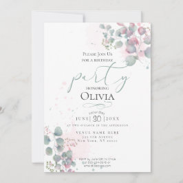 FÖDELSEDAG | Modern vattenfärg Eucalyptus Foliage Inbjudningar